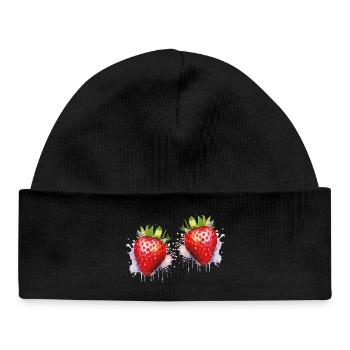 Water-coloured strawberries - Baby Organic Beanie - black - Front