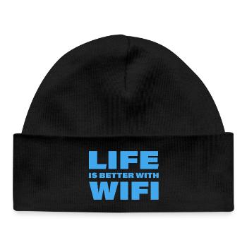 LIFE IS BETTER WITH WIFI - Baby Organic Beanie - black - Front