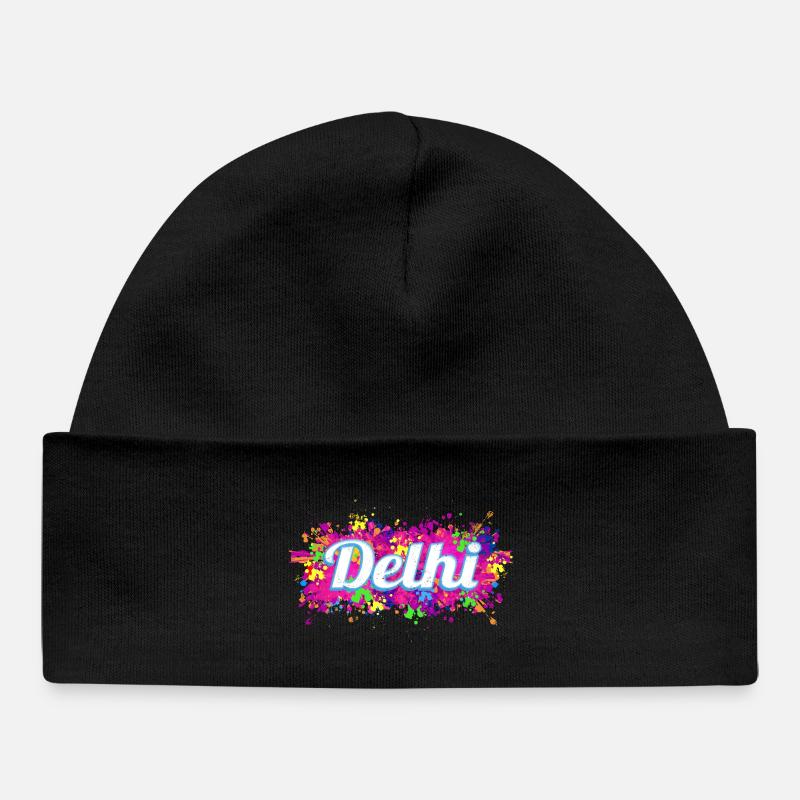 Souvenir de design aux couleurs colorées de Delhi en Inde - Bonnet bébé bio - noir