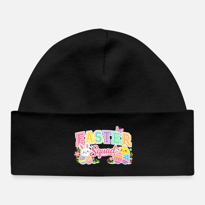 Ostern Squad Bunte Eier Küken - Baby Organic Mütze - Schwarz