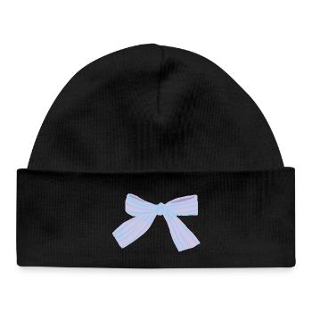Nœud pastel Bleu-Violet - Bonnet bébé bio - noir - Devant
