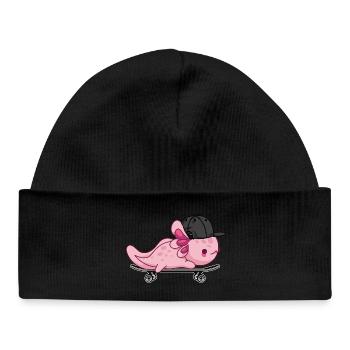 Cooles Axolotl-Skateboarding – Kawaii-Stil - Baby Organic Mütze - Schwarz - Vorne