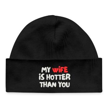 my wife is hotter than you - Baby Organic Beanie - black - Front