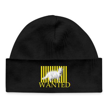 Wanted Punk Cat on Yellow Stripes - Baby Organic Beanie - black - Front