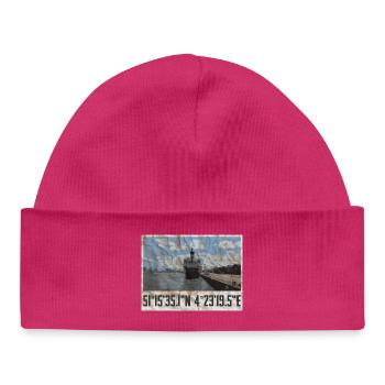 Antwerpen Hafen-Design mit Geokoordinaten  - Baby Organic Mütze - hot Pink - Vorne