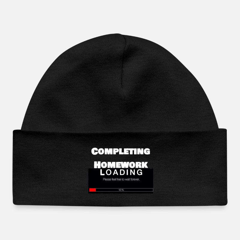 Scrolling Loading Bar University Funny Print - Baby Organic Beanie - black