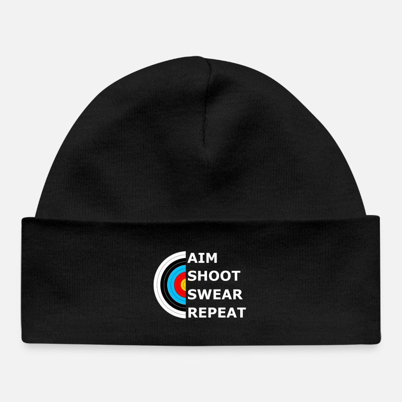 Aim Shoot Swear Repeat - Archery Target - Baby Organic Beanie - black
