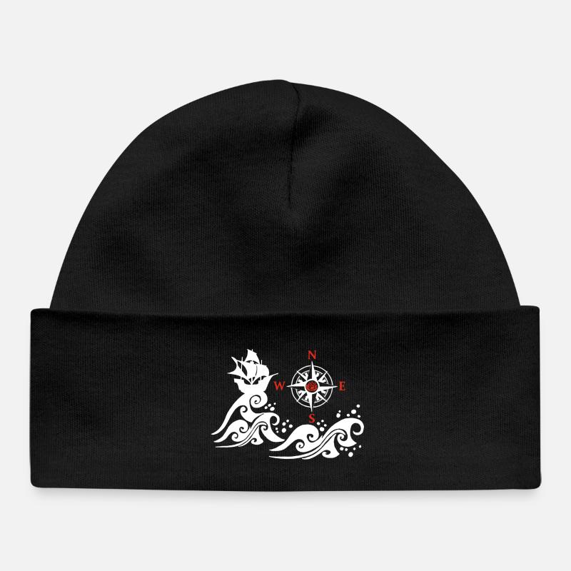 Bateau blanc et rose des vents - Bonnet bébé bio - noir