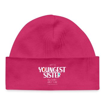 Jüngste Schwester - Baby Organic Mütze - hot Pink - Vorne