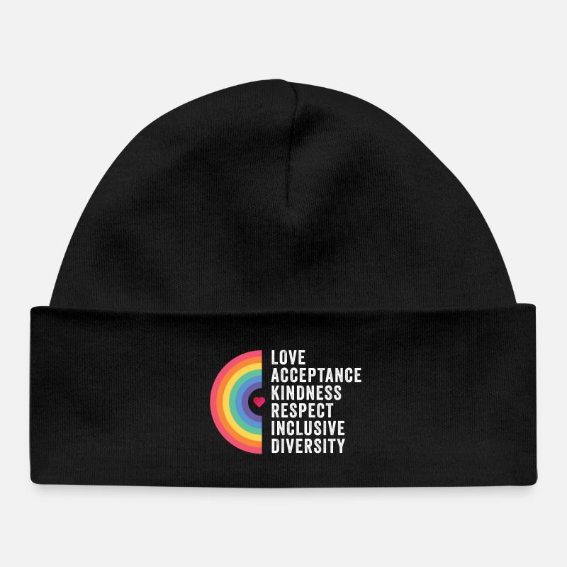Mois de la fierté LGBT - Amour. Acceptation. Bonté. - Bonnet bébé bio - noir