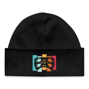 Rétro Racing Sim Formula Volant Logo de voiture vintage - Bonnet bébé bio - noir - Devant