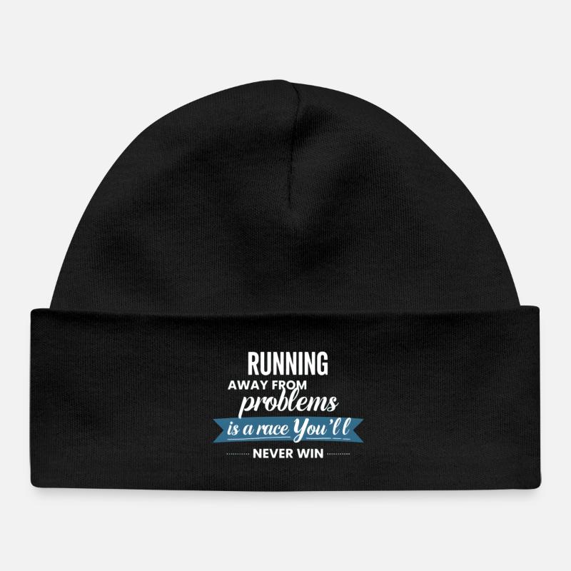 Fleeing from problems is not a solution - Baby Organic Beanie - black
