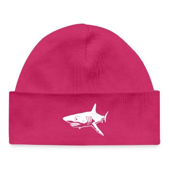 The predatory white shark - Baby Organic Beanie - hot pink - Front