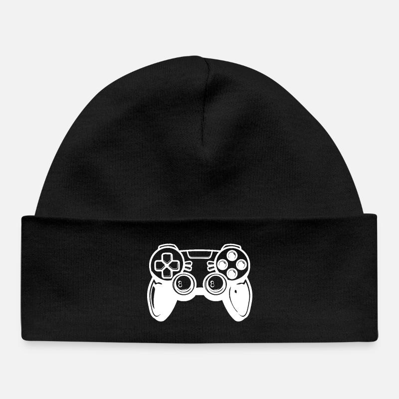 Video Games Controller - Baby Organic Beanie - black