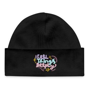 Feel deeply in pastel - Baby Organic Beanie - black - Front