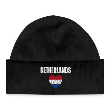 I love Holland, flag of Holland - Baby Organic Beanie - black - Front