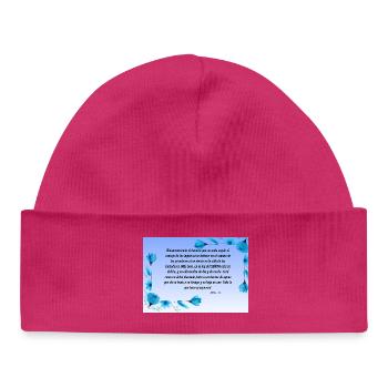 Soothing Bible Verse with Blue Flowers - Baby Organic Beanie - hot pink - Front