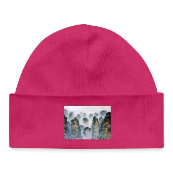 Mystical Forest Thailnad Mountains Watercolors - Baby Organic Beanie - hot pink - Front