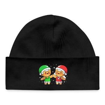 Weihnachten Lebkuchen Lebkuchenmann Gingerbread - Baby Organic Mütze - Schwarz - Vorne