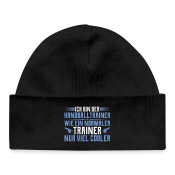 Handballtrainer - Cooler als ein normaler Trainer - Baby Organic Mütze - Schwarz - Vorne