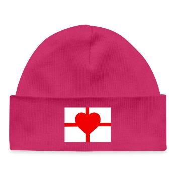 Heart Cross Minimalist Emblem - Baby Organic Beanie - hot pink - Front