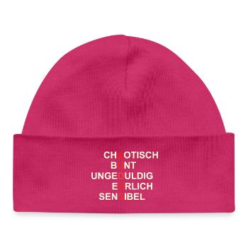 AUDHS  Sichtbar anders. Sichtbar ich. - Baby Organic Mütze - hot Pink - Vorne