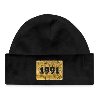 Number 1991 - Baby Organic Beanie - black - Front