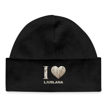 J’adore Ljubljana – Design architectural urbain - Bonnet bébé bio - noir - Devant