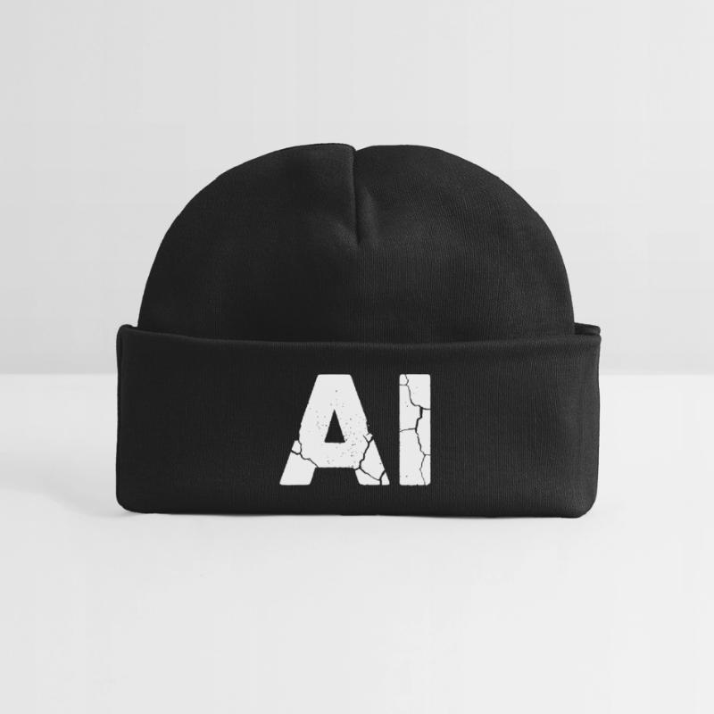 AI Artificial Intelligence Text Grunge Vector Baby Organic Beanie