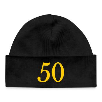 50. 50 YEARS. 50th ANNIVERSARY. 50 YEARS ANNIVERSARY. - Baby Organic Beanie - black - Front
