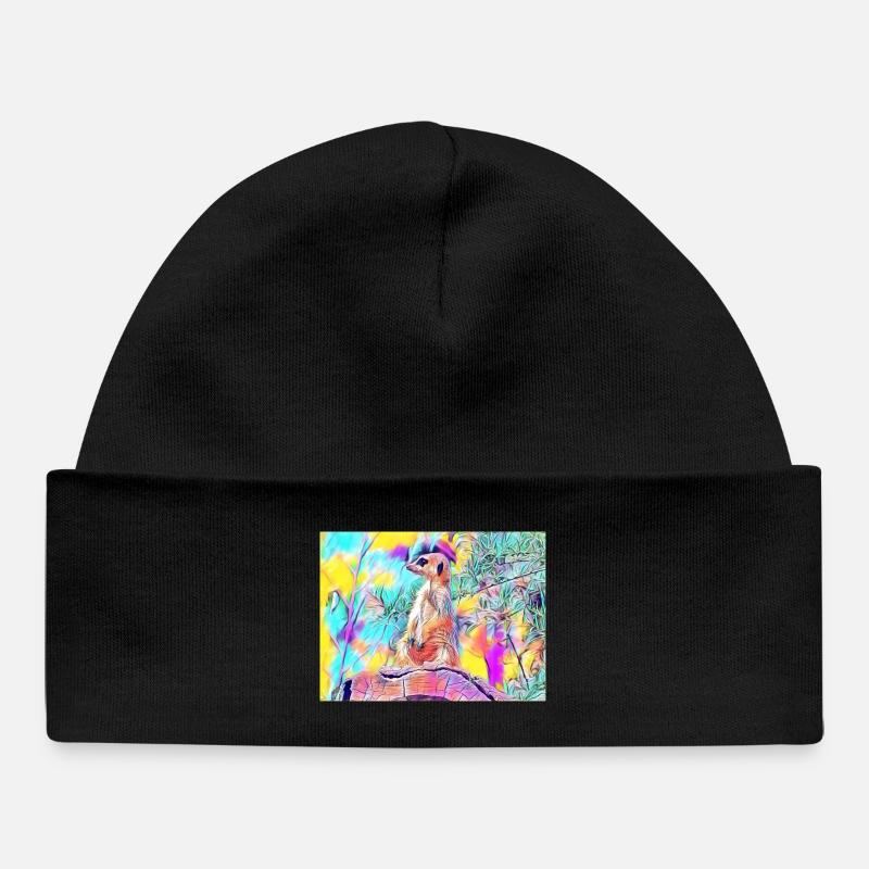 Couleurs colorées de suricates - Bonnet bébé bio - noir