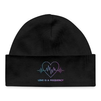 Love Is a Frequency - Herzfrequenz der Liebe - Baby Organic Mütze - Schwarz - Vorne