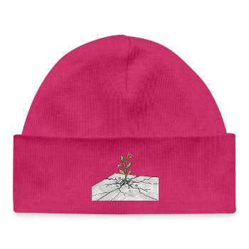 Germe de vie sur fissures - Bonnet bébé bio - hot pink - Devant
