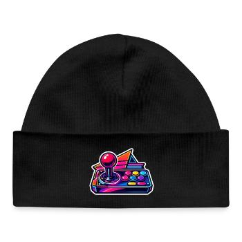 Neon Arcade Joystick Retro - Baby Organic Beanie - black - Front