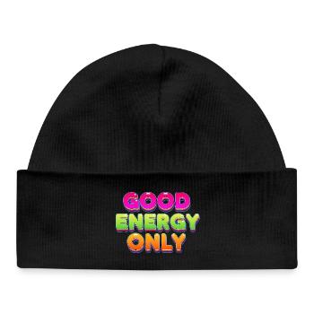 Bonne énergie, design rétro coloré et statement - Bonnet bébé bio - noir - Devant
