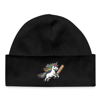 Unicorn cricket with colorful rainbow mane - Baby Organic Beanie - black - Front