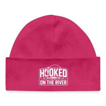 Hooked On The River Fly Fishing - Baby Organic Beanie - hot pink - Front