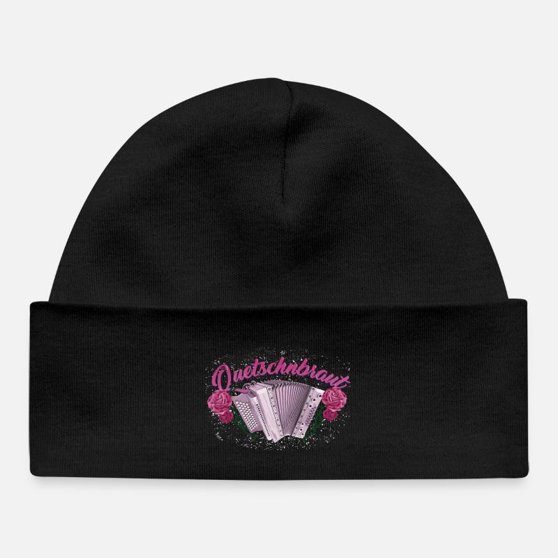 Squeeze Bride - Harmonica with Roses - Baby Organic Beanie - black