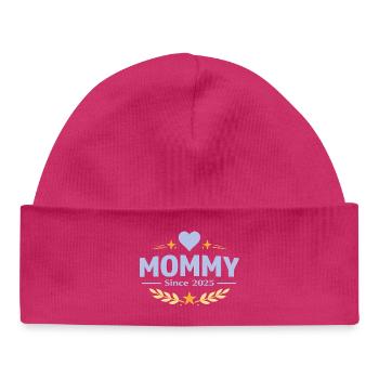 Mama seit 2025 – Proud Mom Design - Baby Organic Mütze - hot Pink - Vorne