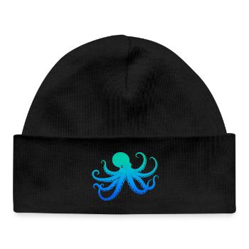 Octopus Boys Children Men's Octopus - Baby Organic Beanie - black - Front