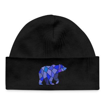 Ours géométrique dans la mosaïque - Bonnet bébé bio - noir - Devant