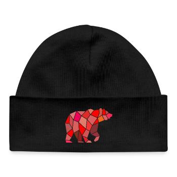 Ours géométrique dans la mosaïque - Bonnet bébé bio - noir - Devant