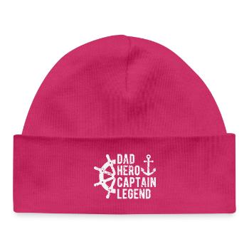 Dad Captain Legend Boating Sailor Boat - Baby Organic Beanie - hot pink - Front