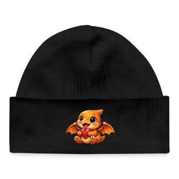 Little Baby Pterodactyl – Cute Pterosaur - Baby Organic Beanie - black - Front