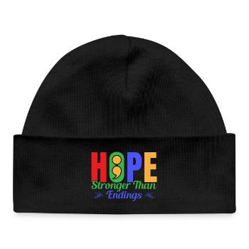 Point-virgule Prévention du suicide Espoir Plus fort Semi - Bonnet bébé bio - noir - Devant
