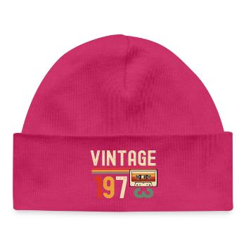 Vintage 70s Cassette Retro - Bonnet bébé bio - hot pink - Devant