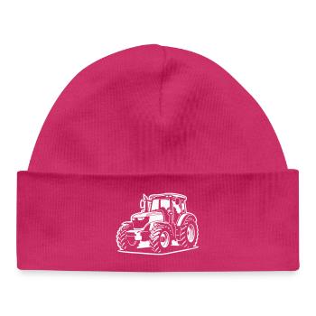 Tractor / tractor / tractor (difference picture) - Baby Organic Beanie - hot pink - Front