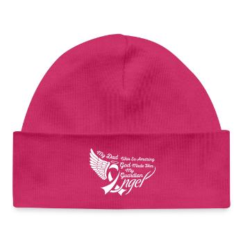 My Dad Is My Guardian Angel Memorial Remembrance - Baby Organic Beanie - hot pink - Front