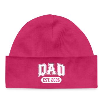 Papa Est. 2026 Retro Design - Baby Organic Beanie - hot pink - Front