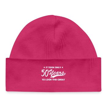 50 years - Baby Organic Beanie - hot pink - Front